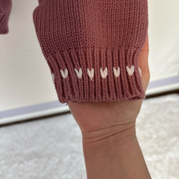 Vintage Embroidered Knit Sweater - Mauve - Large - Picture 5 of 6